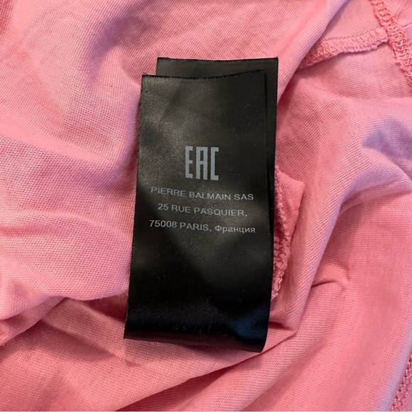 Balmain Logo Pink Boxy Short Sleeve Graphic Tee Sz Medium - Picture 12 of 16